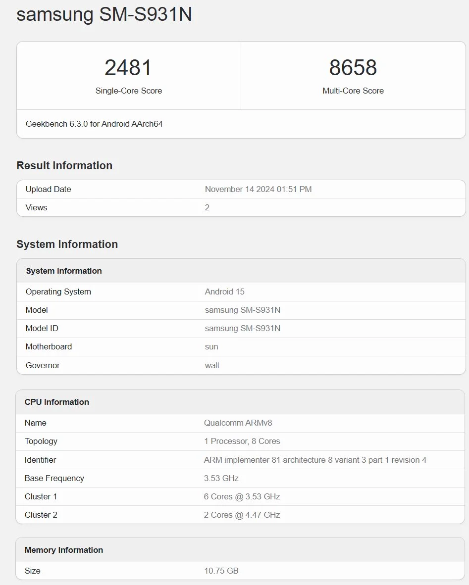 Galaxy S25 12GB RAM