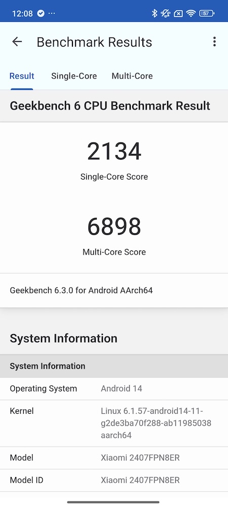 Xiaomi 14T Pro、Geekbench6