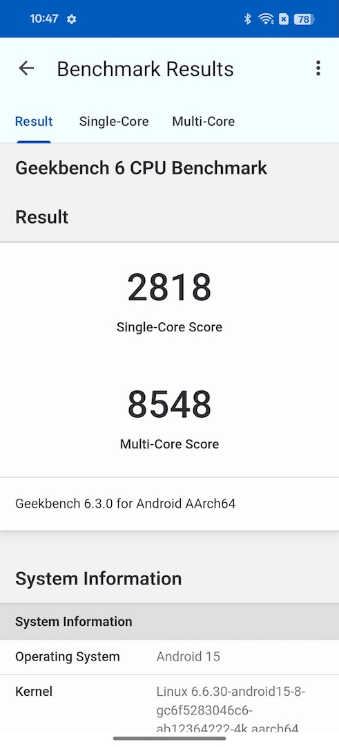 OPPO Find X8、Geekbench6