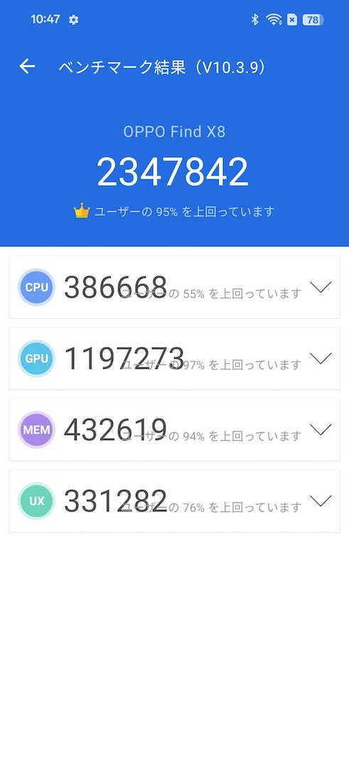 OPPO Find X8、Antutu