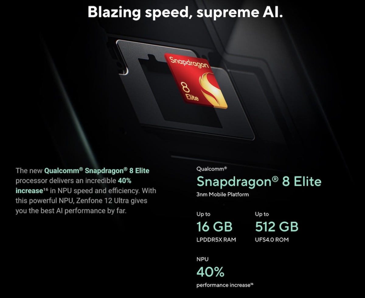 Zenfone 12 Ultra。Snapdragon 8 Elite